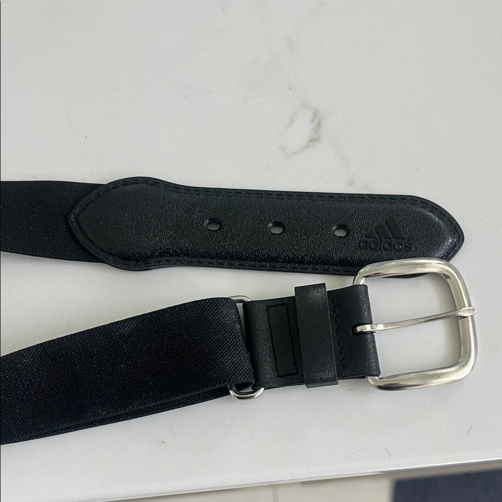 adidas Black youth baseball Belt with Silver Buckle
